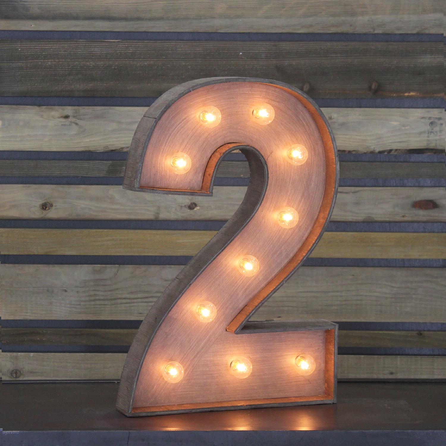 Edison Marquee Number - "2" | Town & Country Event Rentals

