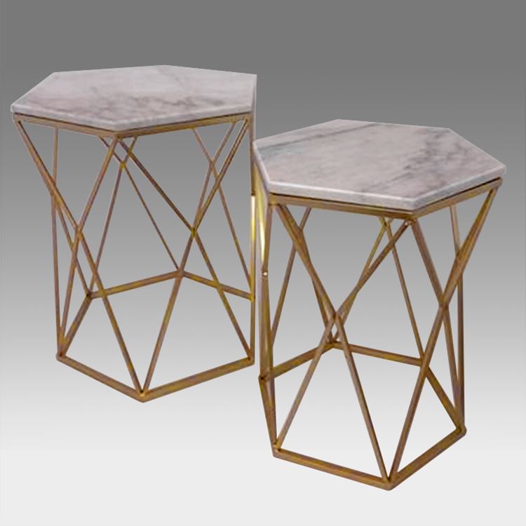 Carrera Marble Hexagon End Table | Town & Country Event Rentals